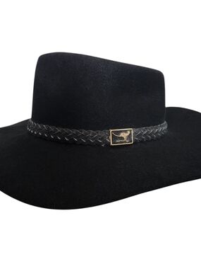 Australian Outback Collection Leather Jackeroo Hat 7 1/8 in Black Suede Cowboy